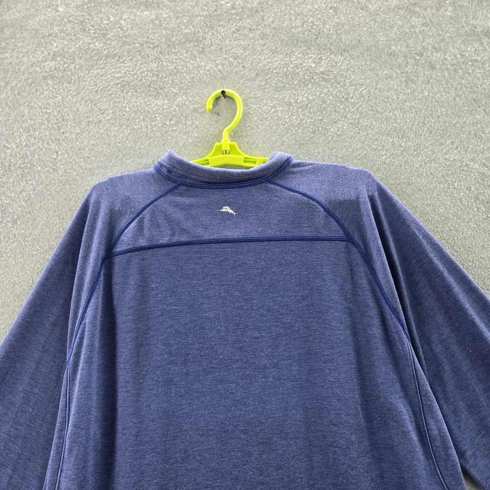 Tommy Bahama Men Sweater XXL‎ Blue Marlin Quarter Zip Logo Zipper Long Sleeve